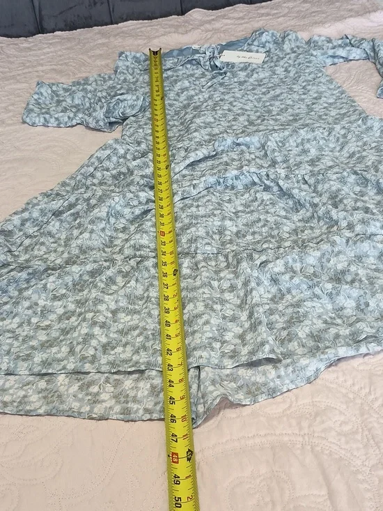 By The River Light Blue Floral Ruffle Tiered Dress - Picture 2 of 7